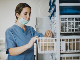 Nurse looking for medical supplies